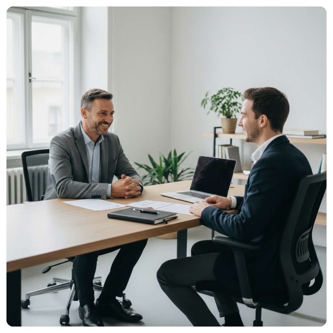 Illustration d'un rendez-vous de recrutement et entretien d'embauche pour des postes de nettoyage à Rennes.
