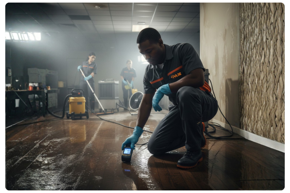 Contrôle de l'humidité résiduelle par un agent avec hygromètre après dégât des eaux à Rennes.