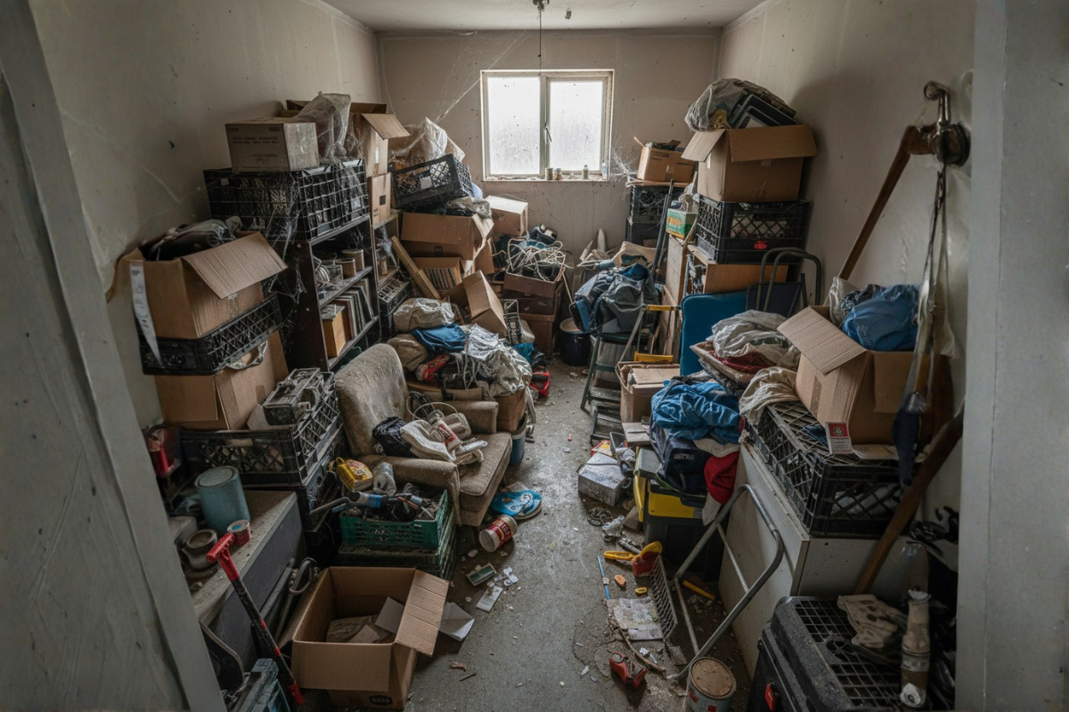 Local (cave/grenier/appartement) encombré nécessitant un débarrassage professionnel à Rennes.